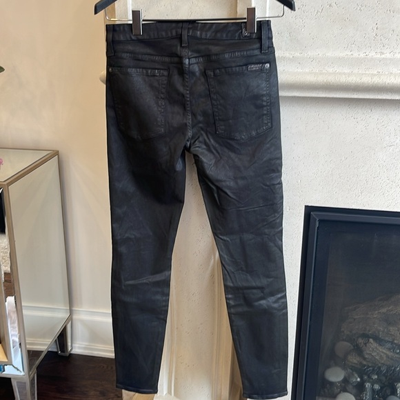 7 of all mankind. Pleather wash black stretchy skinny jeans. Size 29 - Picture 6 of 6